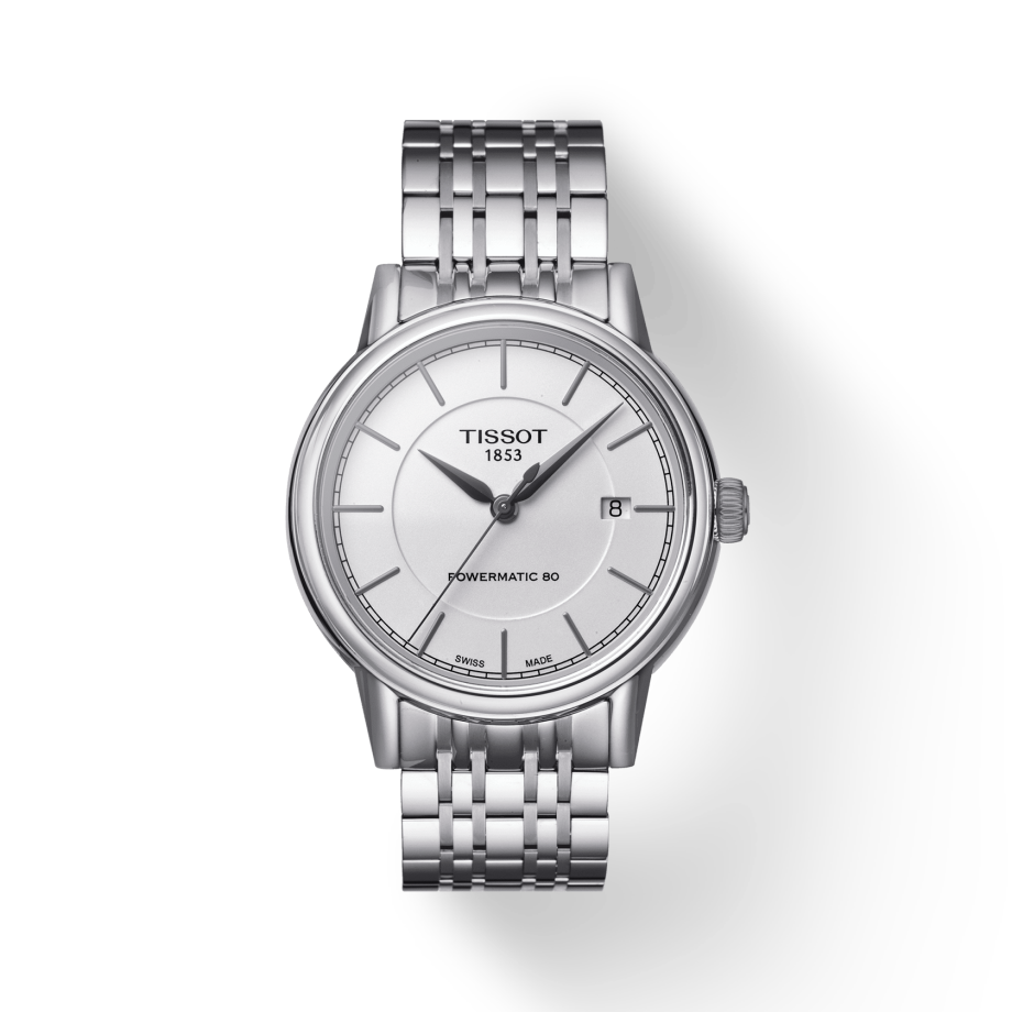 Tissot Carson Powermatic 80 Silver Dial Silver Steel Strap Watch For Men - T085.407.11.011.00