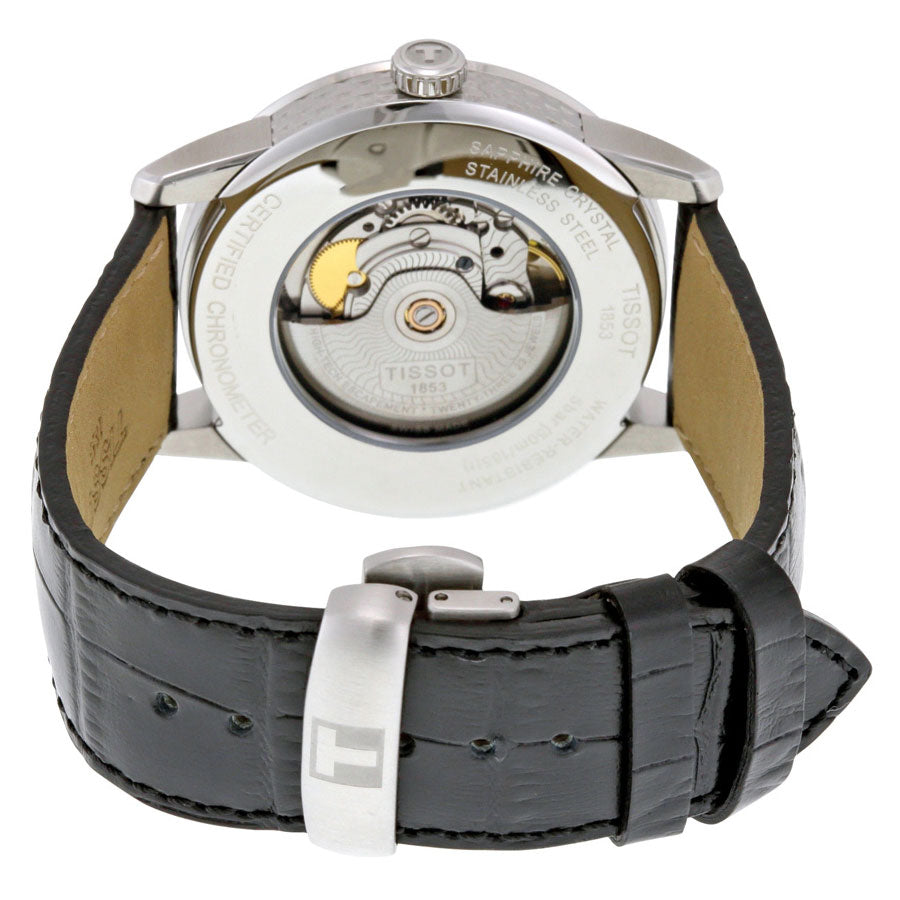 Tissot T Classic Luxury Powermatic 80 Black Dial Black Leather Strap Watch For Men - T086.408.16.051.00