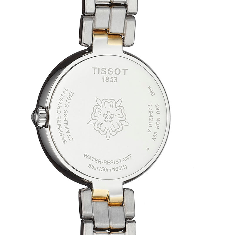 Tissot Flamingo Mother of Pearl White Dial Two Tone Steel Strap Watch For Women - T094.210.22.111.01