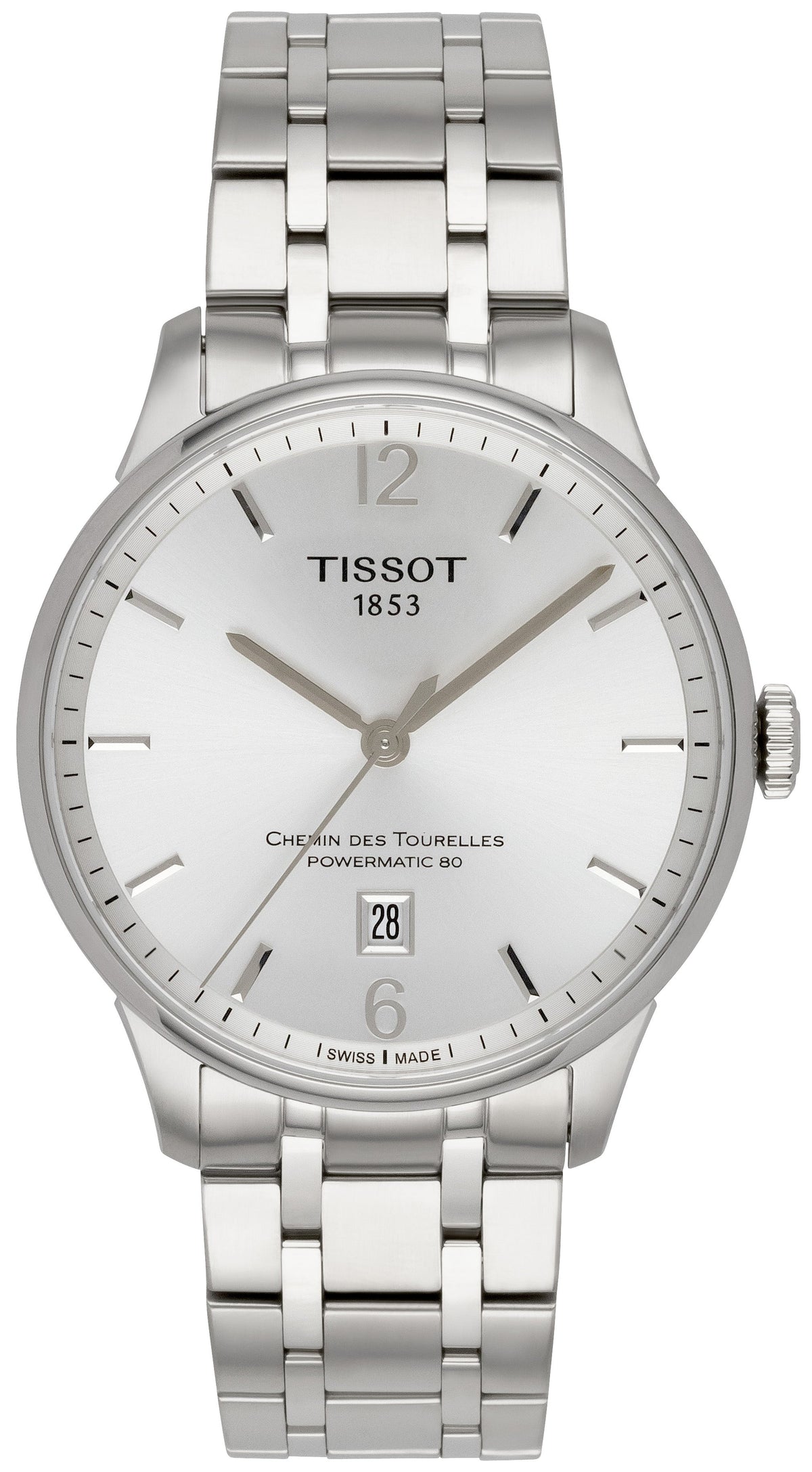 Tissot Chemin Des Tourelles Powermatic 80 Silver Dial Silver Steel Strap Watch For Men - T099.407.11.037.00
