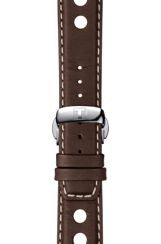 Tissot PRS 516 Chronograph Blue Dial Brown Leather Strap Watch For Men - T100.417.16.041.00