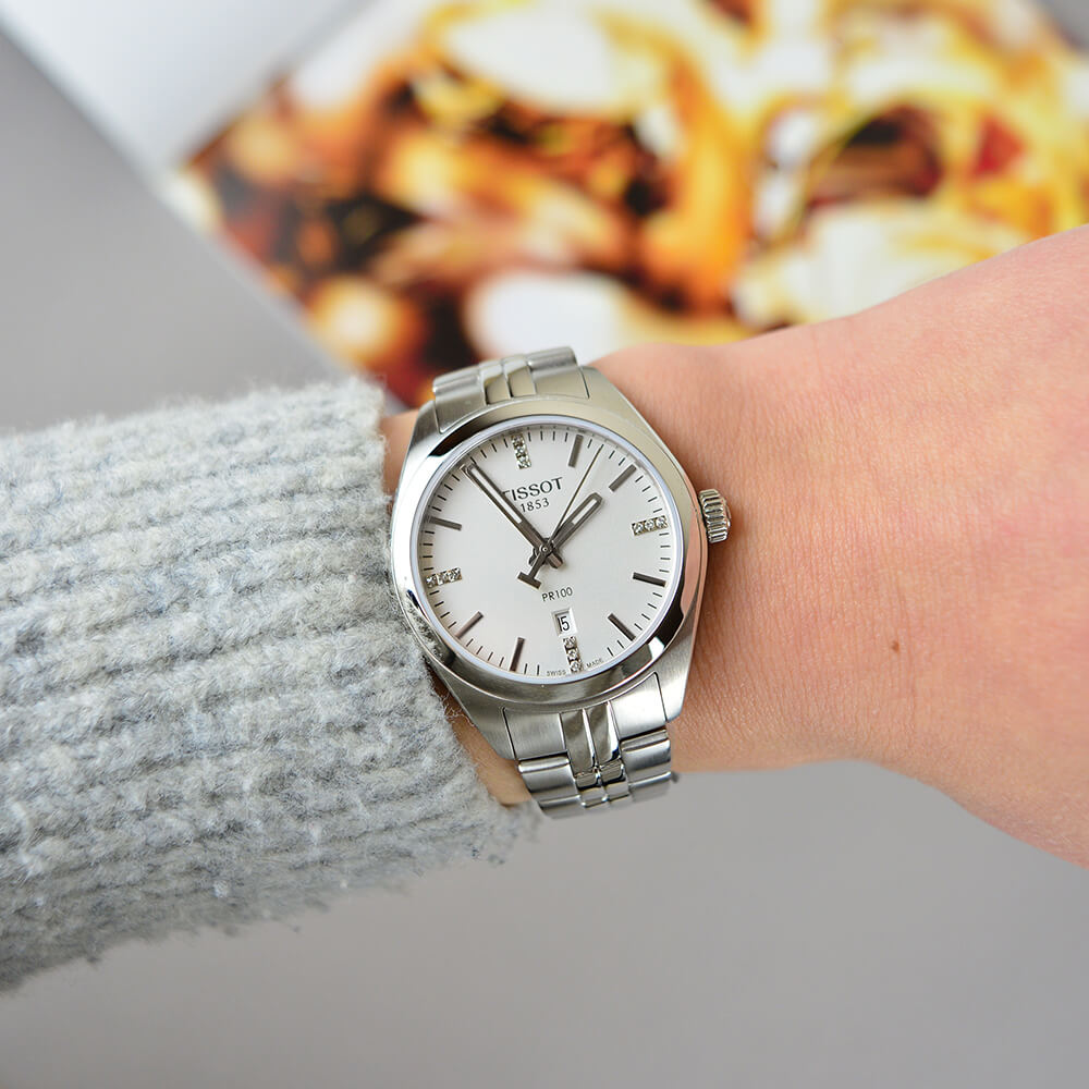 Tissot T Classic PR 100 Lady Silver Dial Watch For Women - T101.210.11.036.00