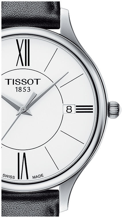 Tissot Bella Ora Round White Dial Black Leather Strap Watch For Women - T103.210.16.018.00
