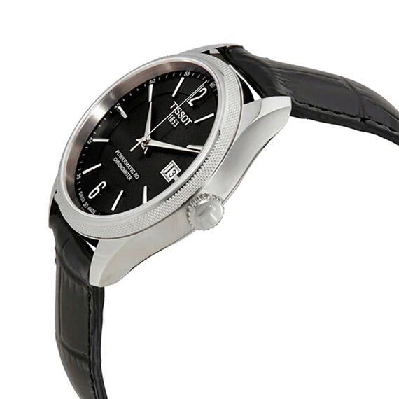 Tissot Ballade Powermatic 80 Cosc Black Dial Black Leather Strap Watch For Men - T108.408.16.057.00