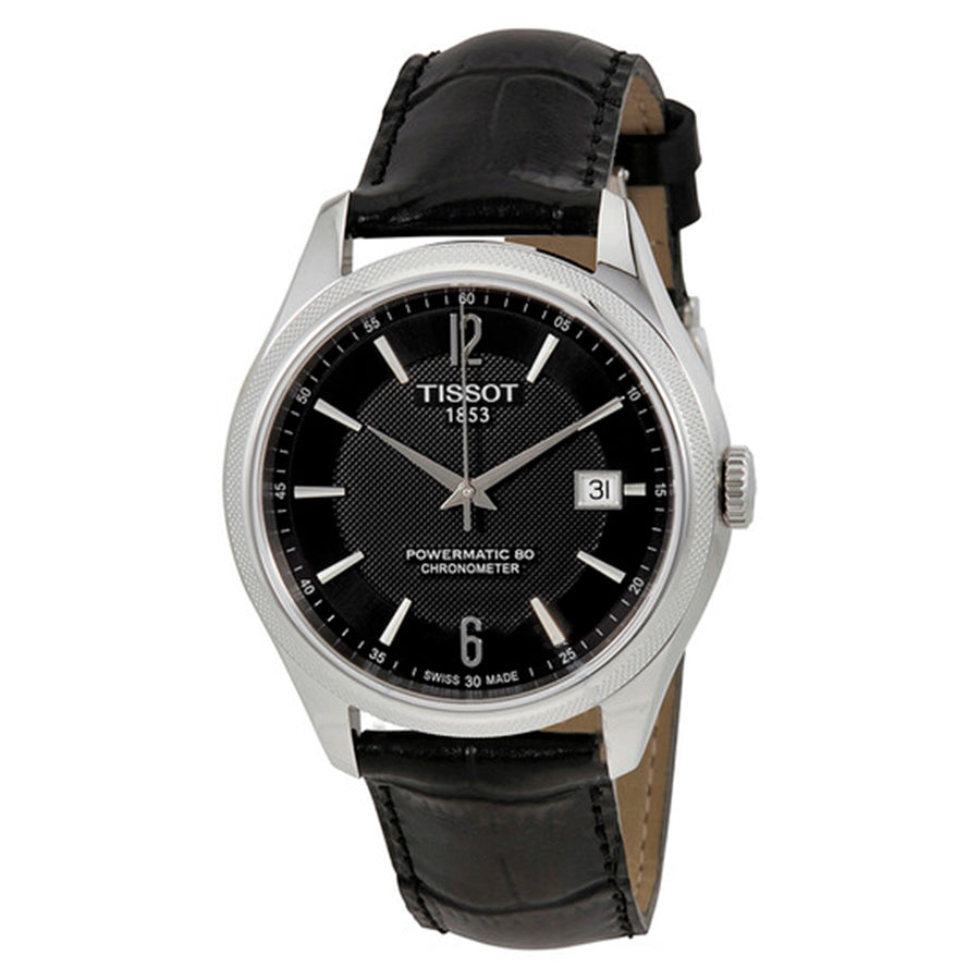 Tissot Ballade Powermatic 80 Cosc Black Dial Black Leather Strap Watch For Men - T108.408.16.057.00