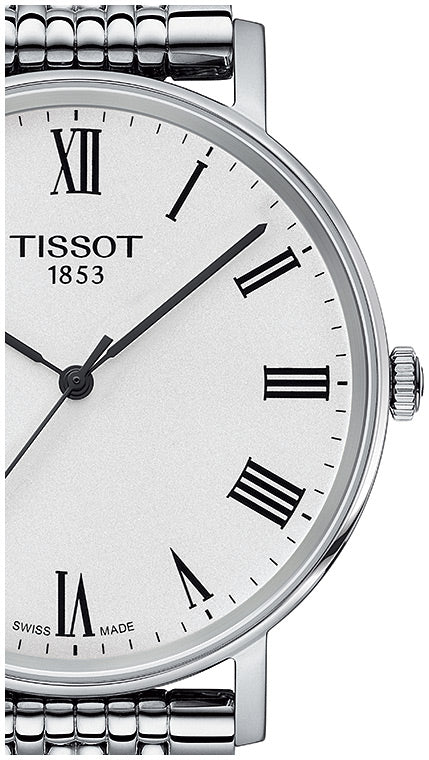 Tissot T Classic Everytime White Dial Silver Mesh Bracelet Watch For Men - T109.410.11.033.00