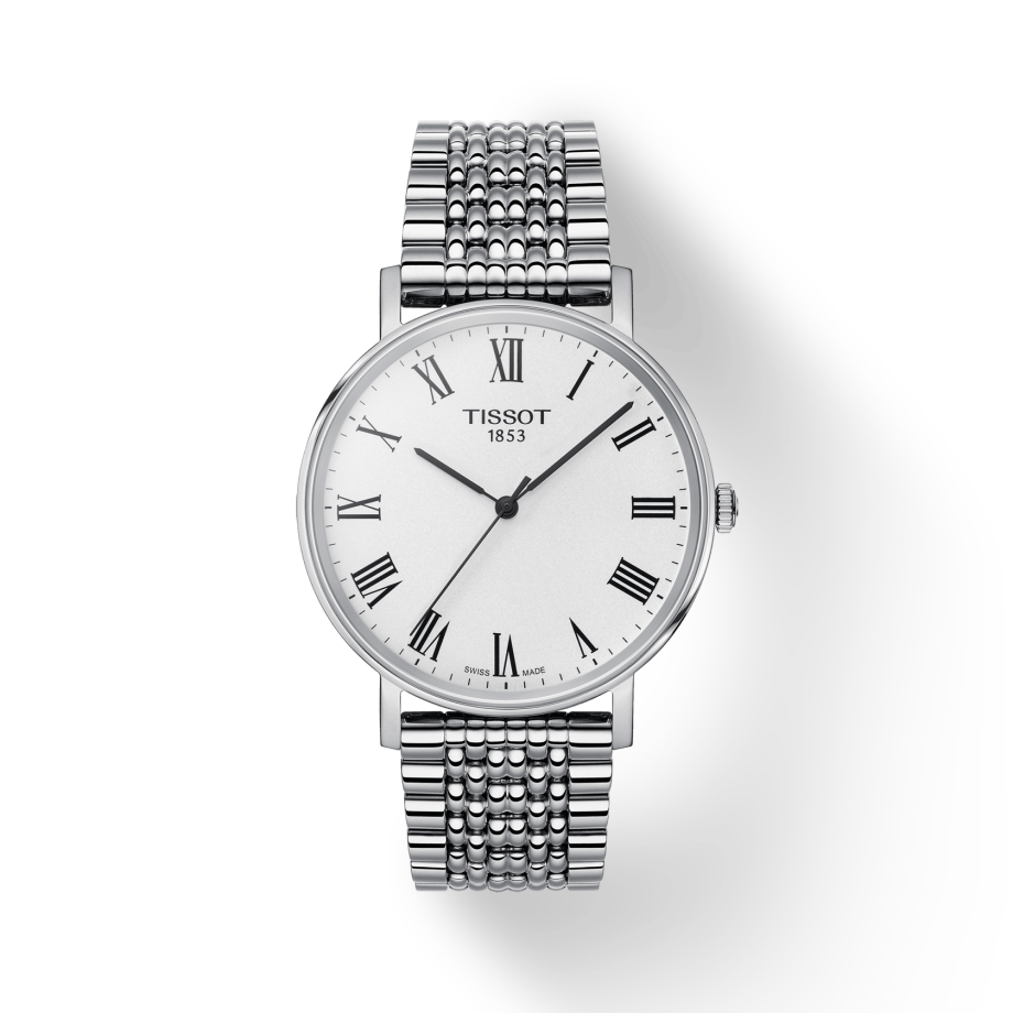 Tissot T Classic Everytime White Dial Silver Mesh Bracelet Watch For Men - T109.410.11.033.00