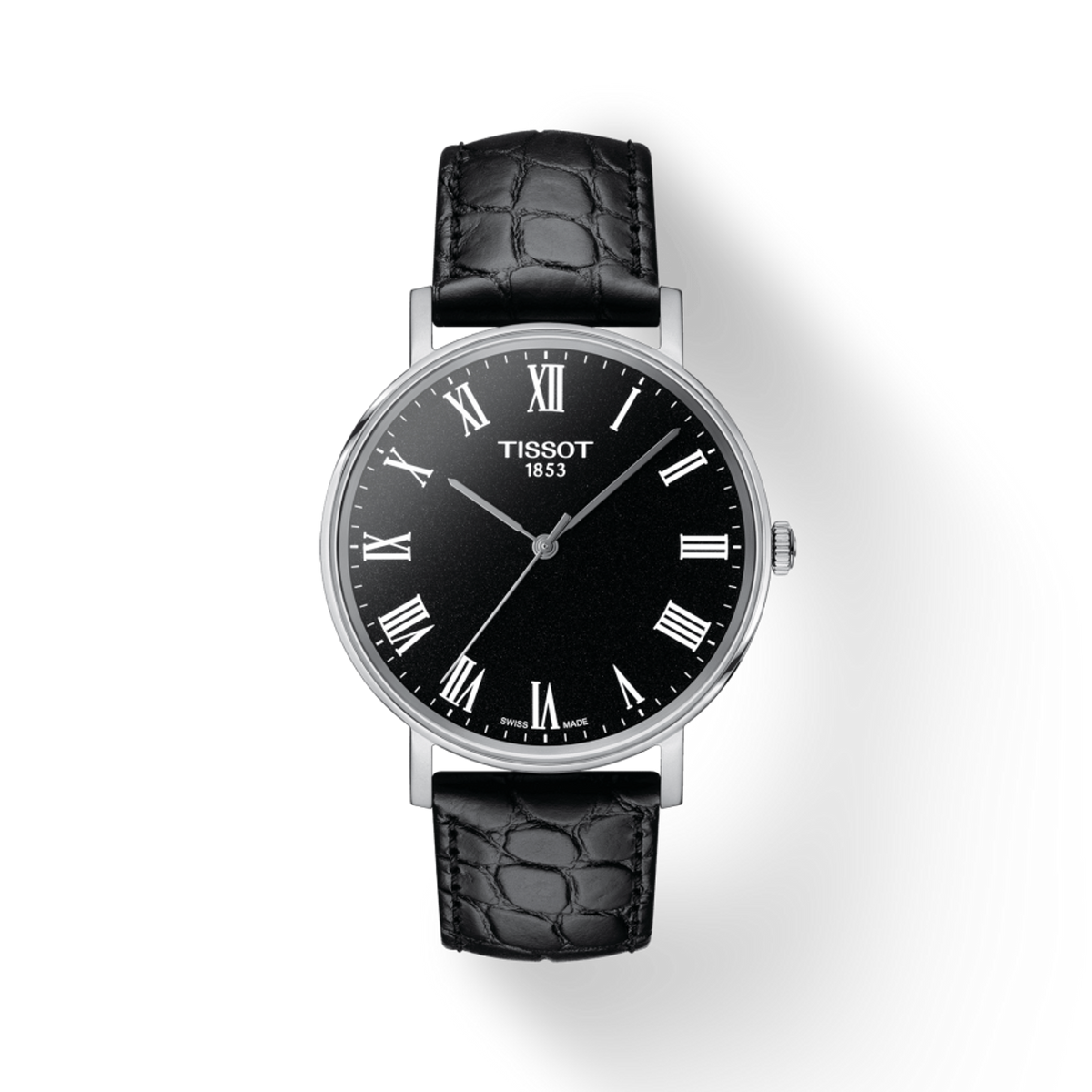 Tissot T Classic Dream Black Dial Black Leather Strap Watch for Men - T122.410.16.053.00