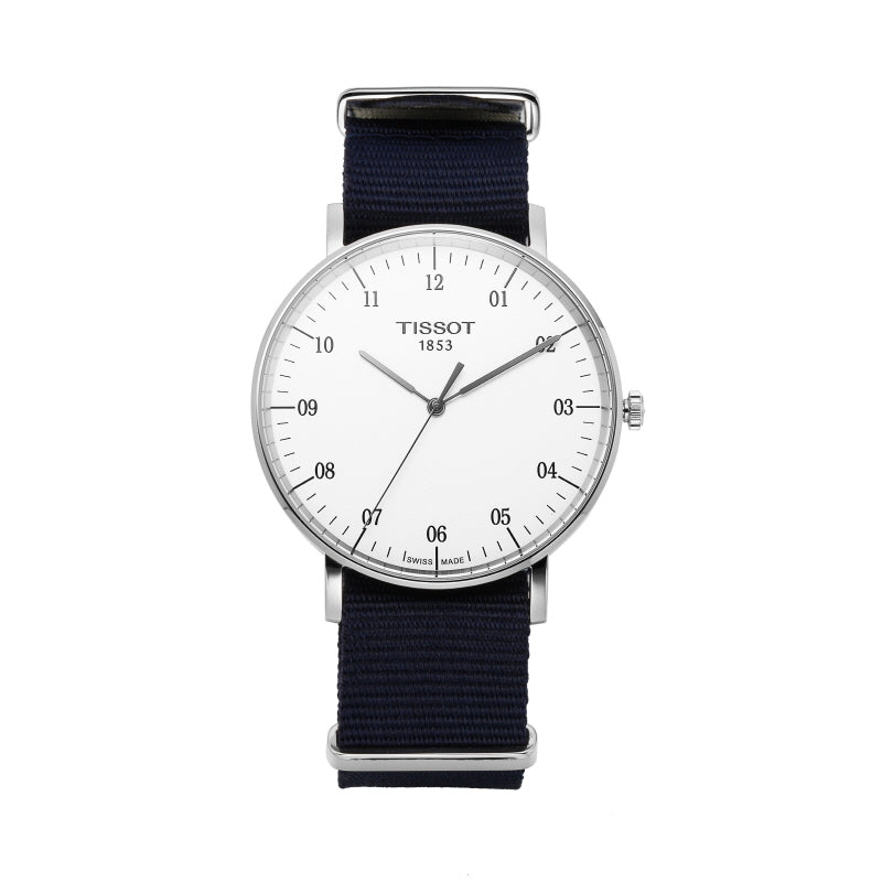 Tissot T Classic Everytime Large White Dial Blue NATO Strap Watch For Men - T109.610.17.037.00