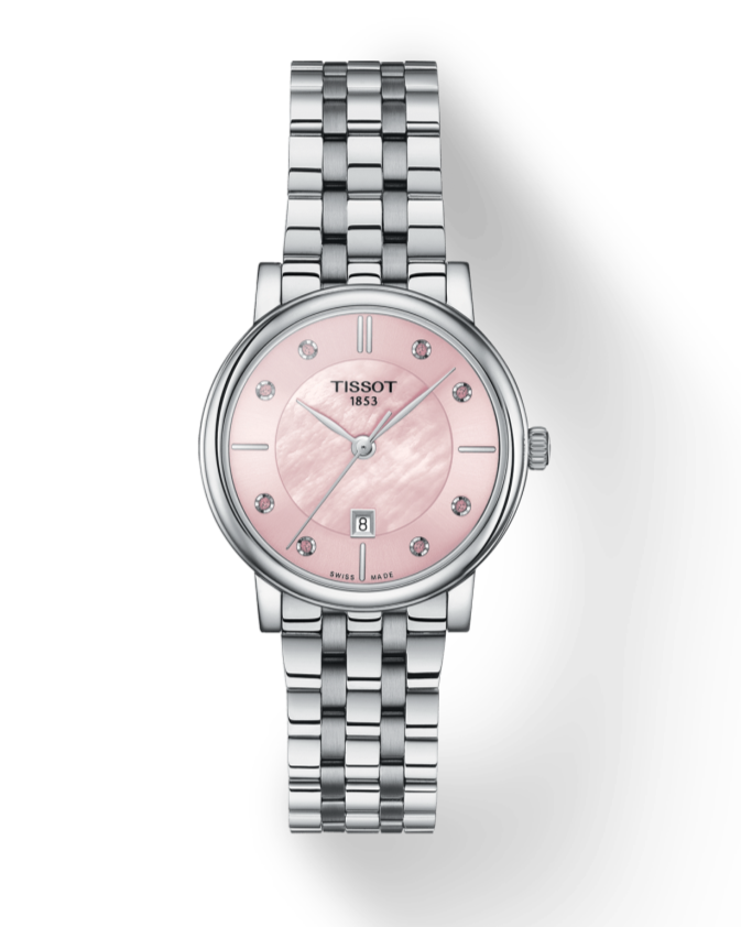 Tissot T Classic Carson Premium Pink Dial Silver Steel Strap Watch for Women - T122.210.11.159.00