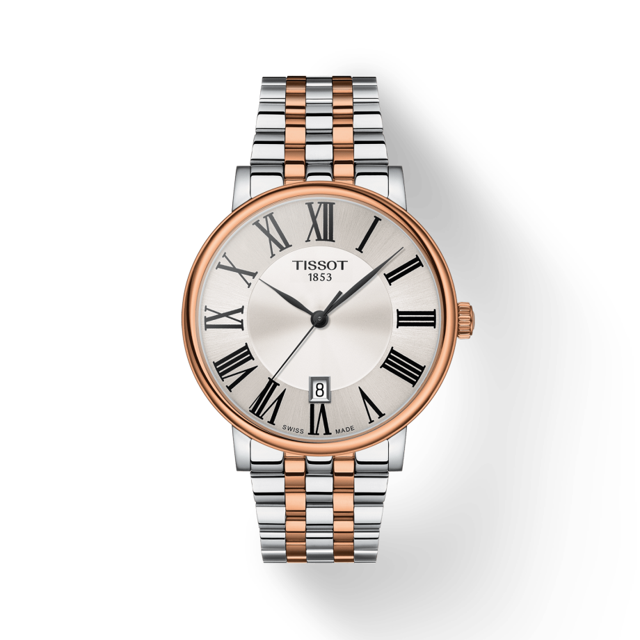 Tissot T Classic Carson Premium Silver Dial Two Tone Steel Strap Watch For Men - T122.410.22.033.00
