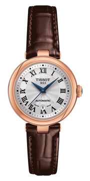 Tissot Bellissima Automatic Silver Dial Brown Leather Strap Watch For Women - T126.207.36.013.00