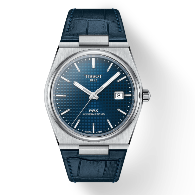 Tissot PRX Powermatic 80 Blue Dial Blue Leather Strap Watch for Men - T137.407.16.041.00