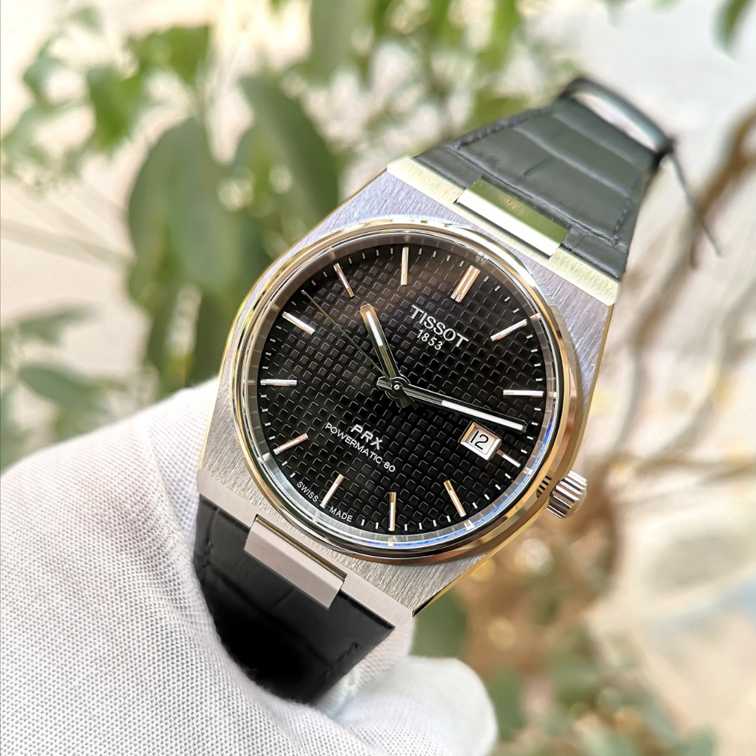 Tissot PRX Powermatic 80 Black Dial Black Leather Strap Watch for Men - T137.407.16.051.00