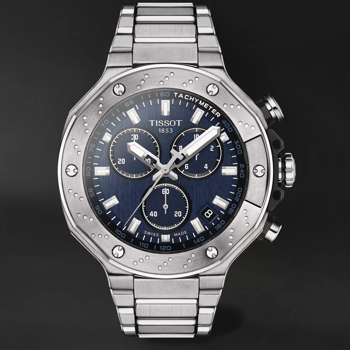 Tissot T Race Chronograph Blue Dial Silver Steel Strap Watch For Men - T141.417.11.041.00