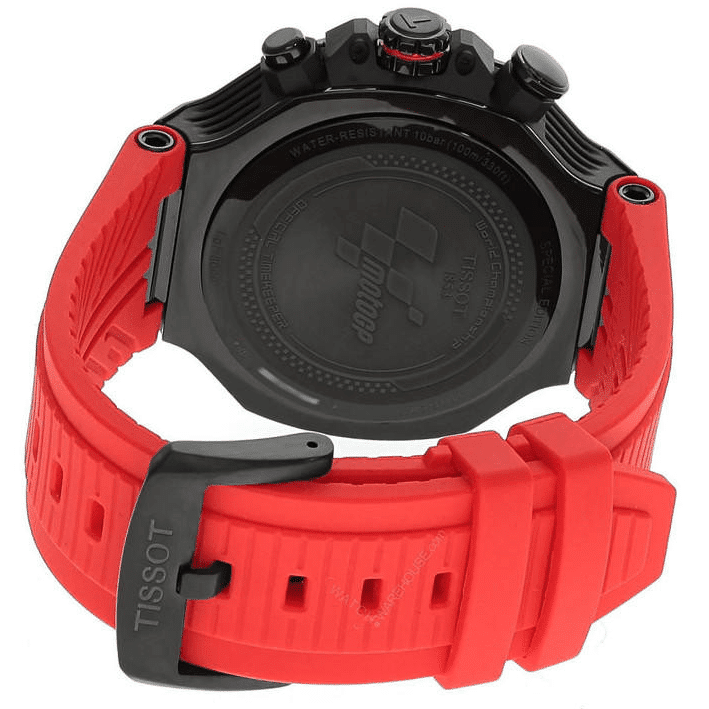 Tissot T Race Chronograph Black Dial Red Rubber Strap Watch For Men - T141.417.37.057.01