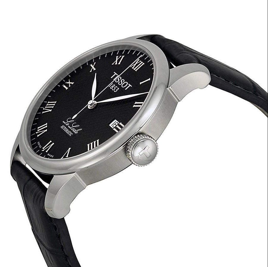Tissot T Classic Le Locle Automatic Black Dial Black Leather Strap Watch For Men - T41.1.423.53