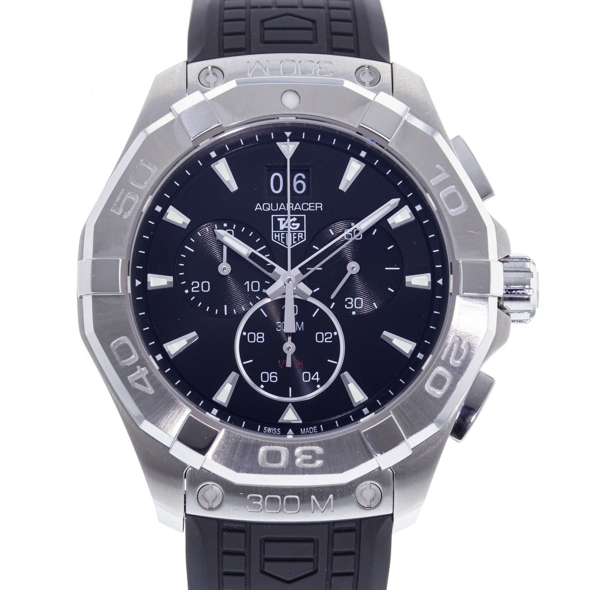 Tag Heuer Aquaracer Chronograph Black Dial Black Rubber Strap Watch for Men - CAY1110.FT6041