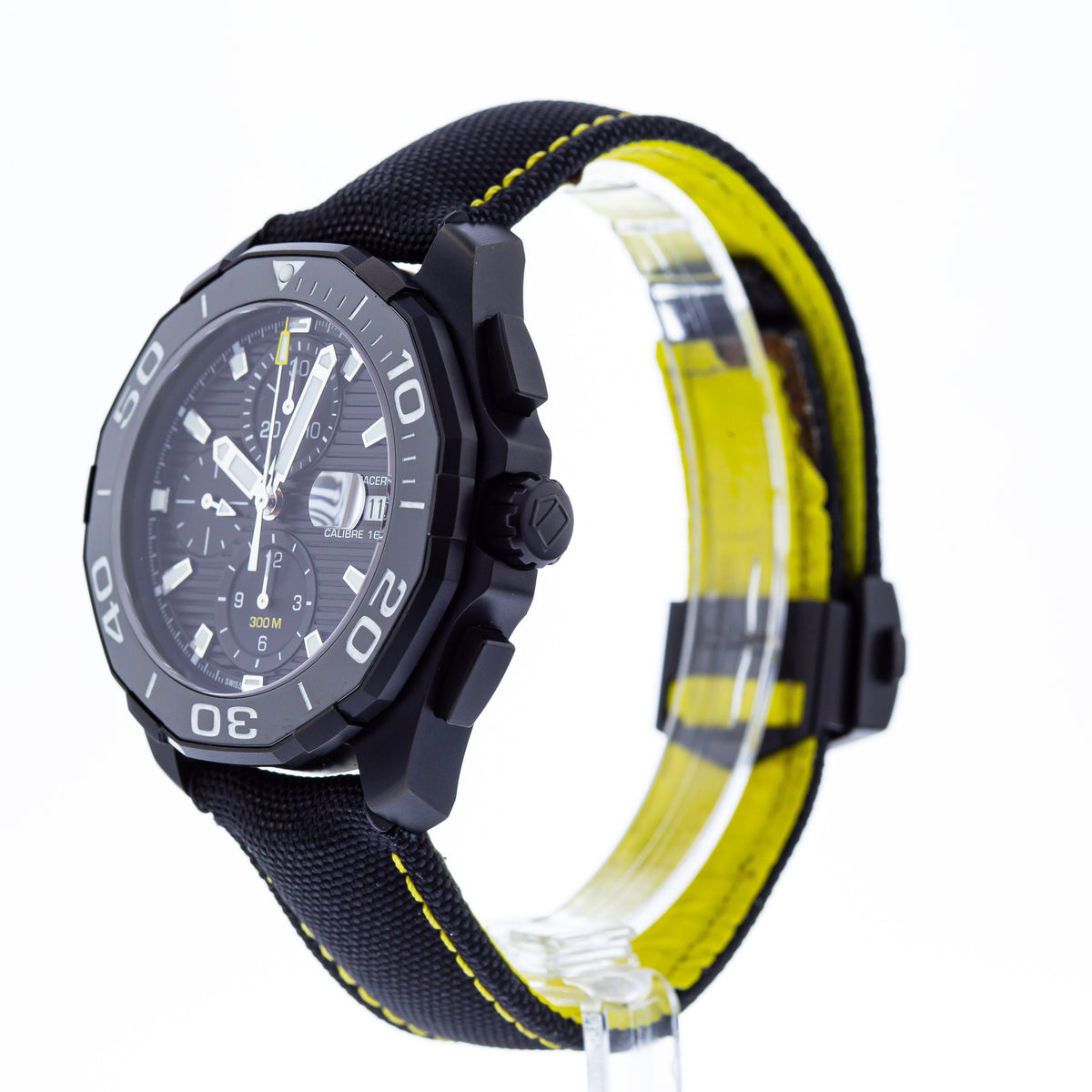 Tag Heuer Aquaracer Chronograph PVD Black Dial Black Nylon Strap Watch for Men - CAY218A.FC6361