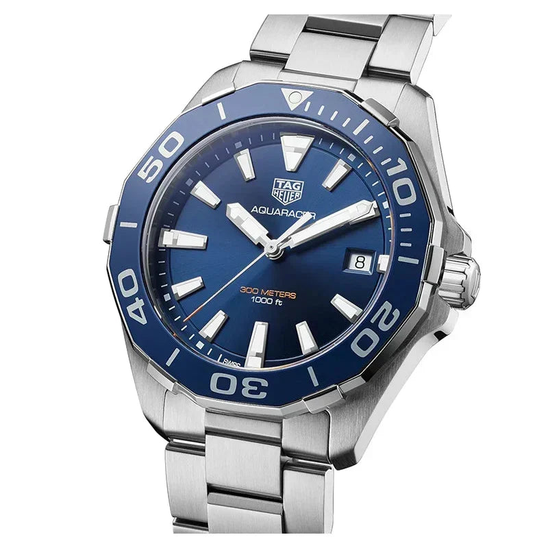 Tag Heuer Aquaracer Blue Dial Quartz Silver Steel Strap Watch for Men - WAY111C.BA0928