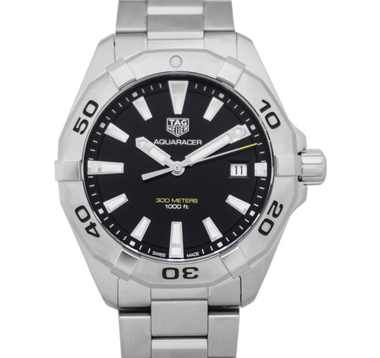 Tag Heuer Aquaracer Black Dial Silver Steel Strap Watch for Men - WBD1110.BA0928