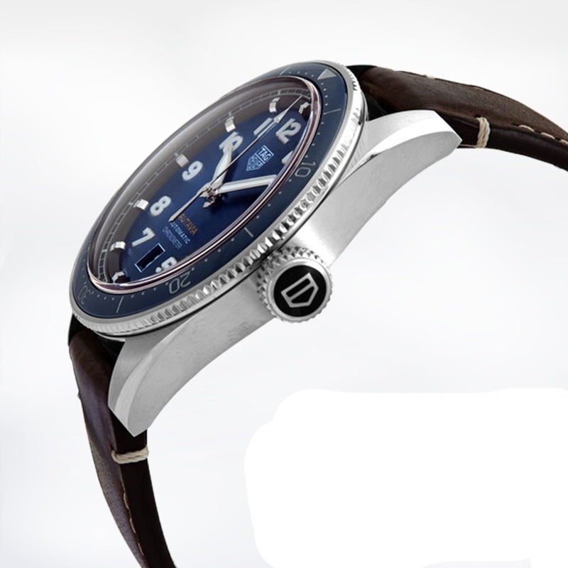 Tag Heuer Autavia Calibre 5 Automatic Blue Dial Brown Leather Strap Watch for Men - WBE5116.FC8266