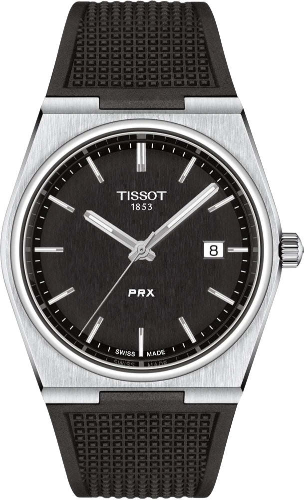 Tissot PRX Black Dial Black Rubber Strap Watch For Men - T137.410.17.051.00