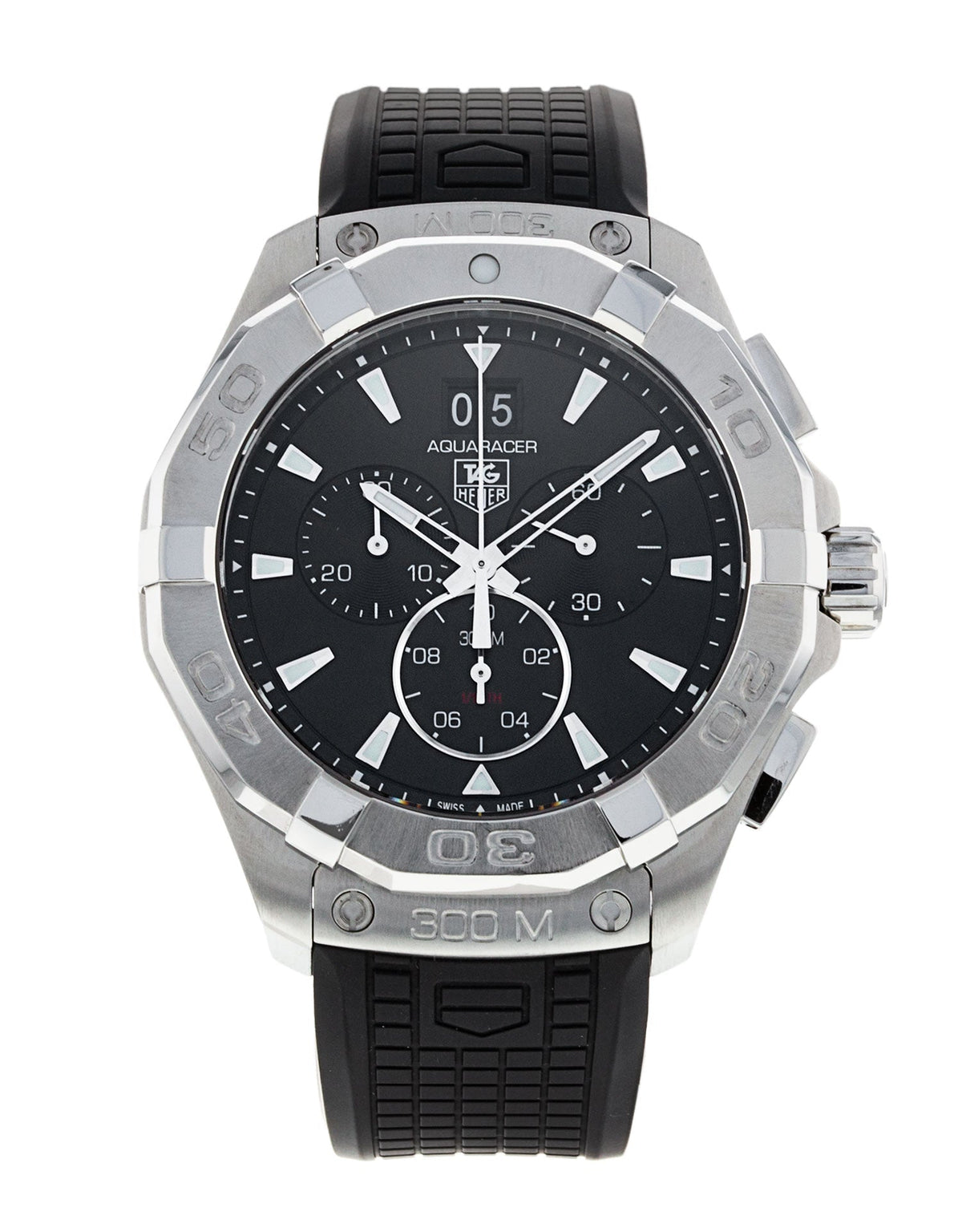 Tag Heuer Aquaracer Chronograph Black Dial Black Rubber Strap Watch for Men - CAY1110.FT6041