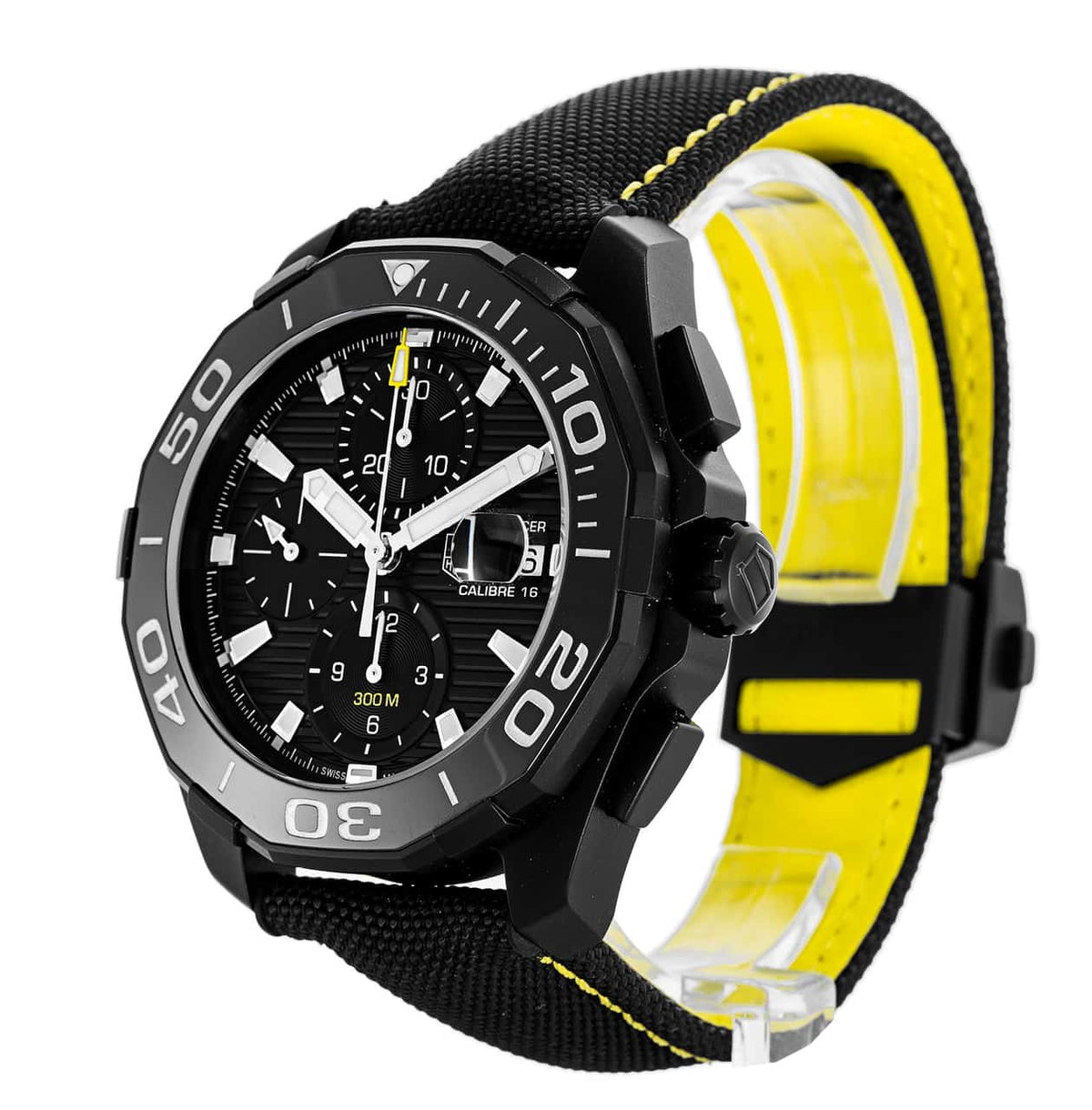 Tag Heuer Aquaracer Chronograph PVD Black Dial Black Nylon Strap Watch for Men - CAY218A.FC6361