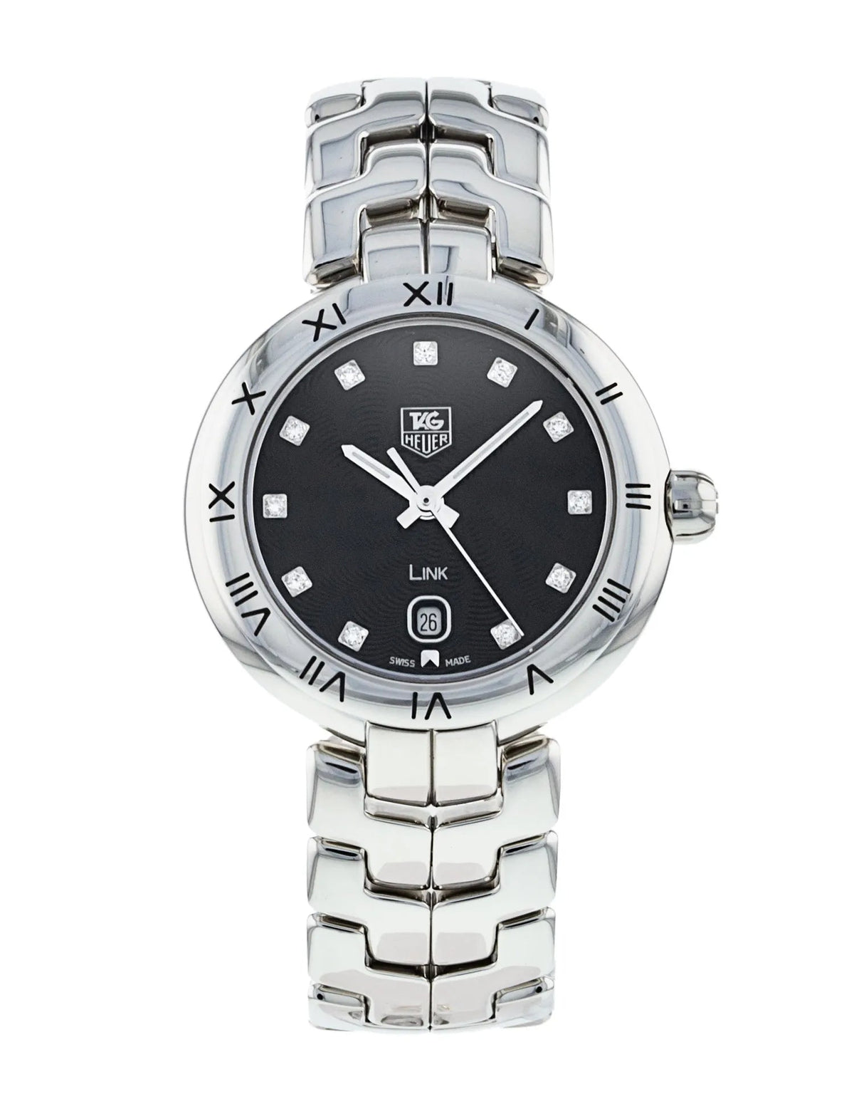 Tag Heuer Link Quartz Diamonds Black Dial Silver Steel Strap Watch for Women - WAT1410.BA0954