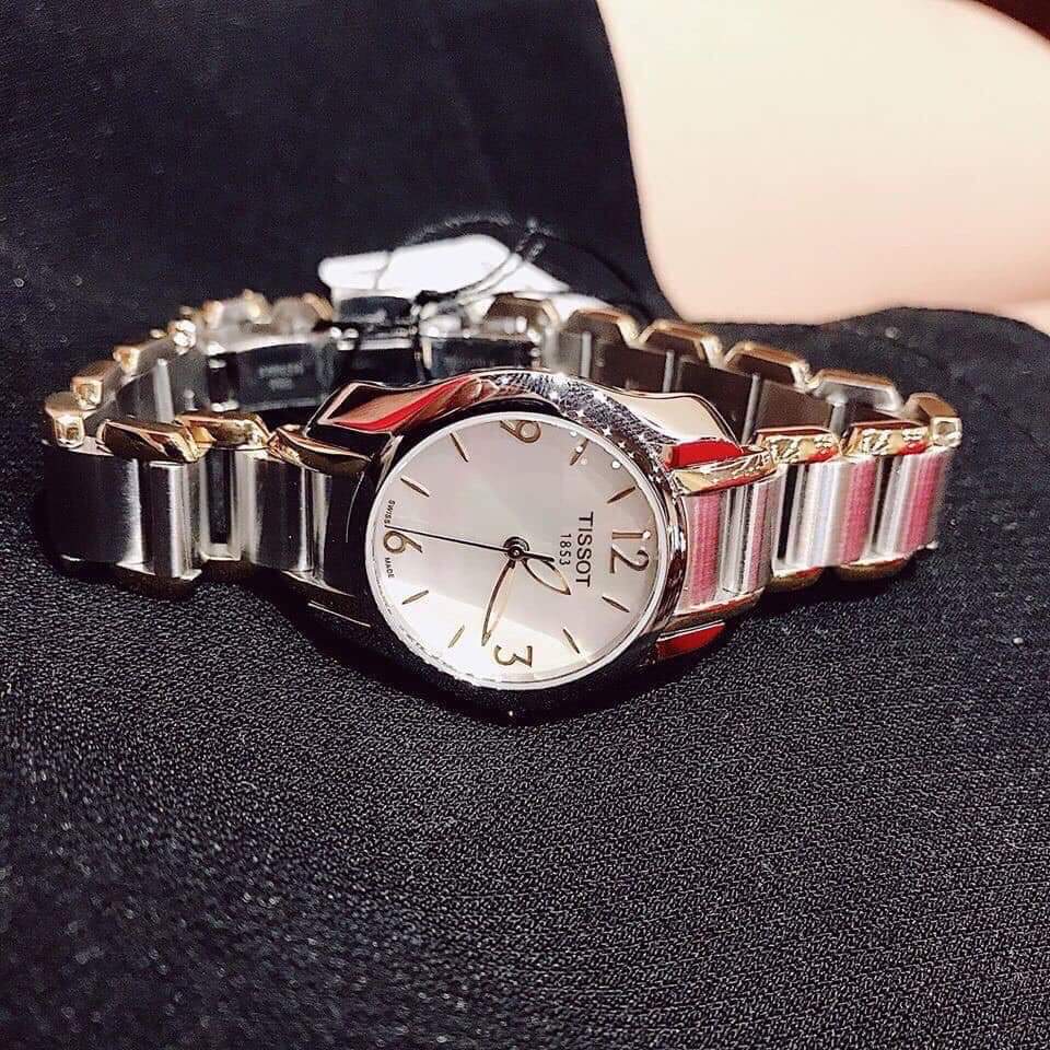 Tissot T Wave Mother of Pearl Dial Two Tone Steel Strap Watch for Women - T023.210.22.117.00
