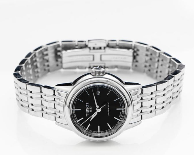 Tissot Carson Automatic Black Dial Silver Steel Strap Watch For Women - T085.207.11.051.00