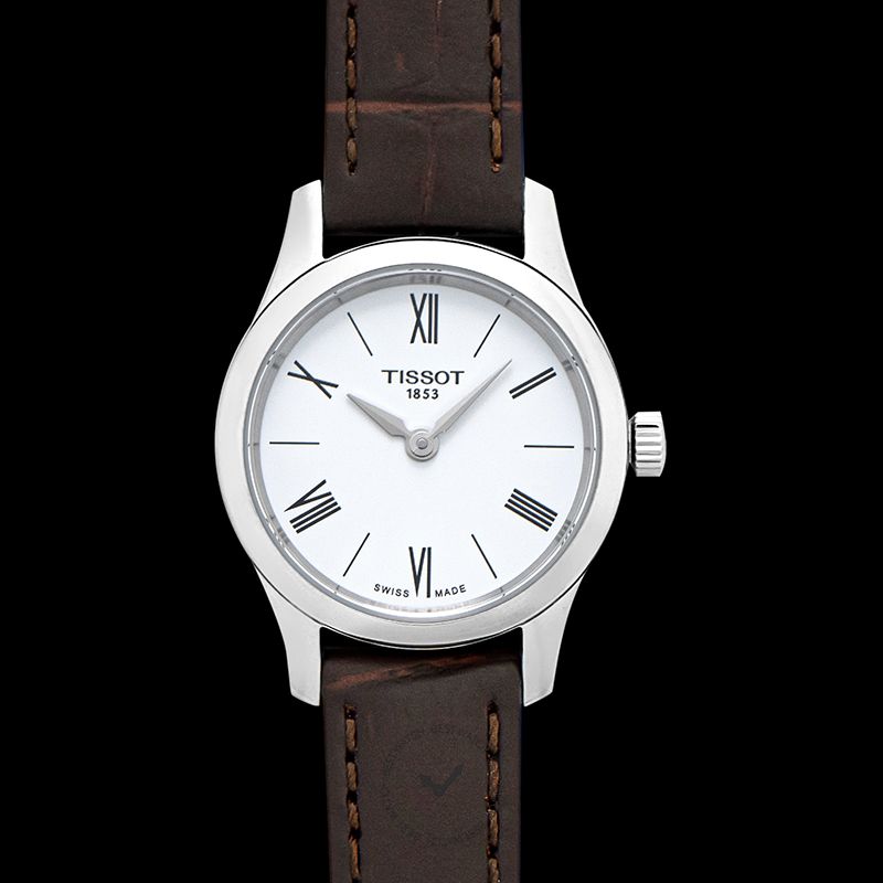 Tissot Tradition 5.5 Lady Silver Dial Brown Leather Strap Watch for Women - T063.009.16.018.00