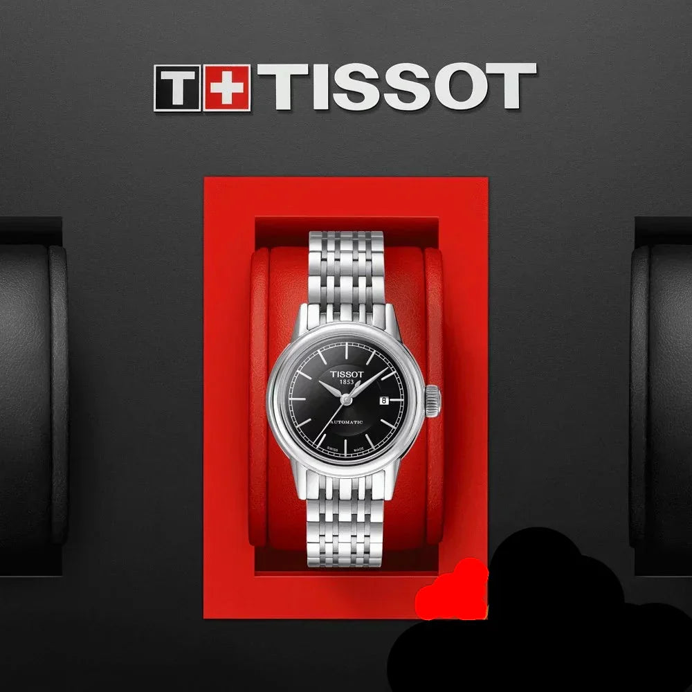 Tissot Carson Automatic Black Dial Silver Steel Strap Watch For Women - T085.207.11.051.00
