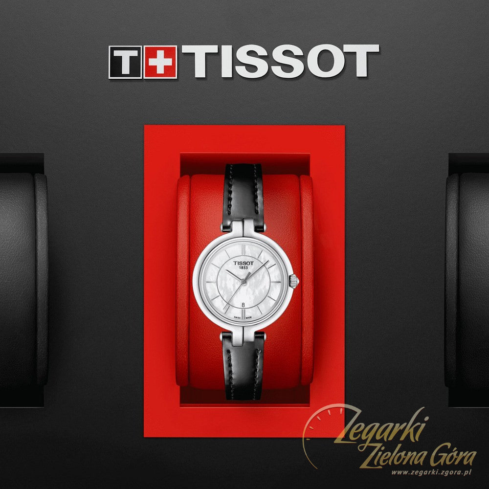 Tissot T Lady Flamingo White Dial White Leather Strap Watch For Women - T094.210.16.011.00
