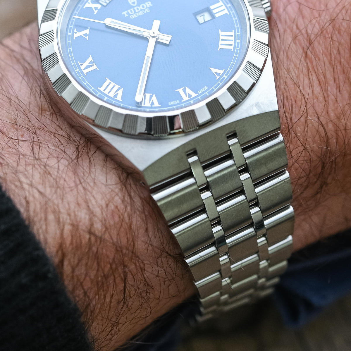 Tudor Royal Automatic Blue Dial Silver Steel Strap Watch for Men - M28600-0005
