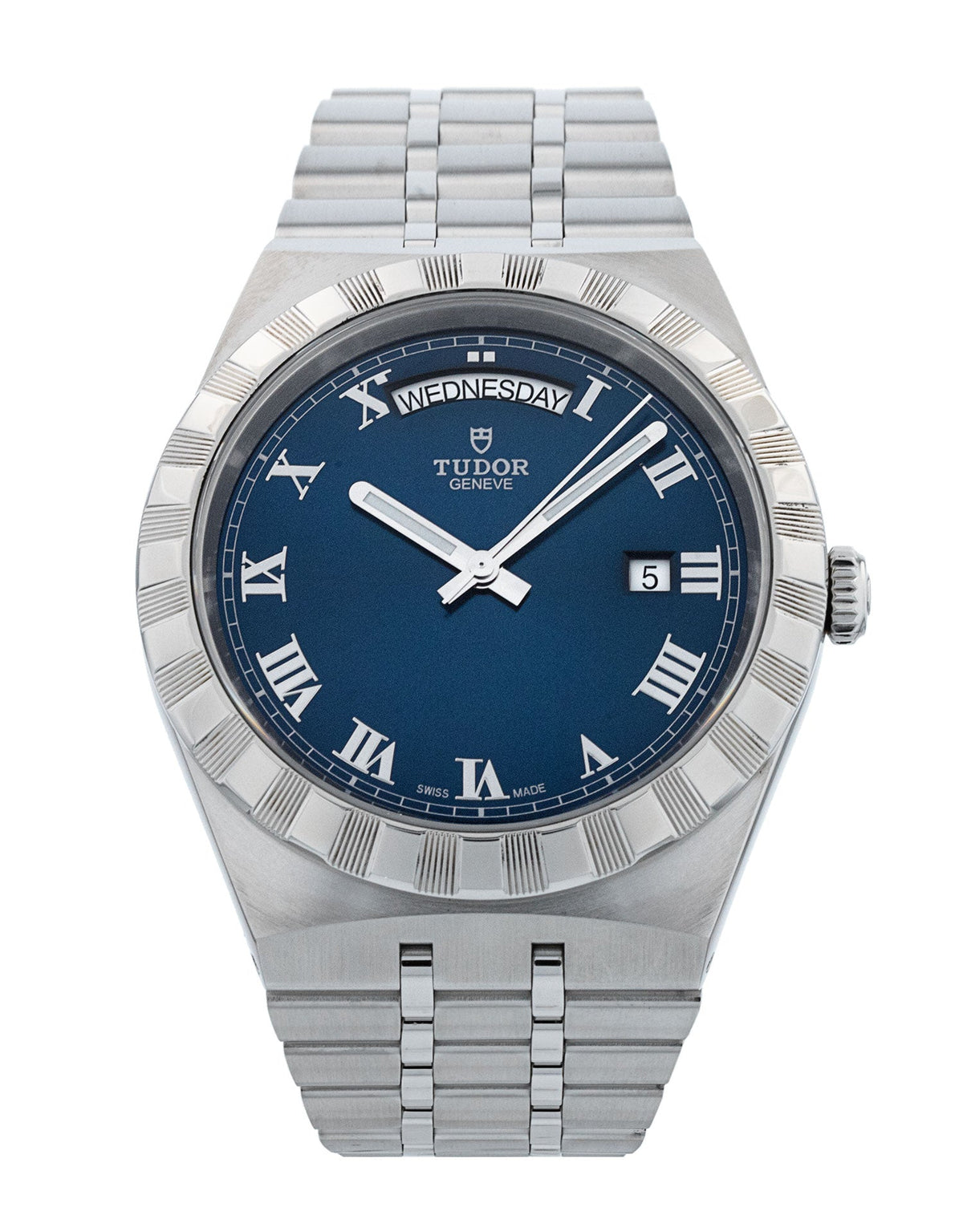Tudor Royal Automatic Blue Dial Silver Steel Strap Watch for Men - M28600-0005
