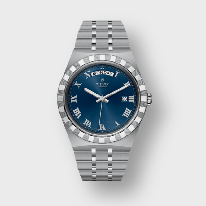 Tudor Royal Automatic Blue Dial Silver Steel Strap Watch for Men - M28600-0005