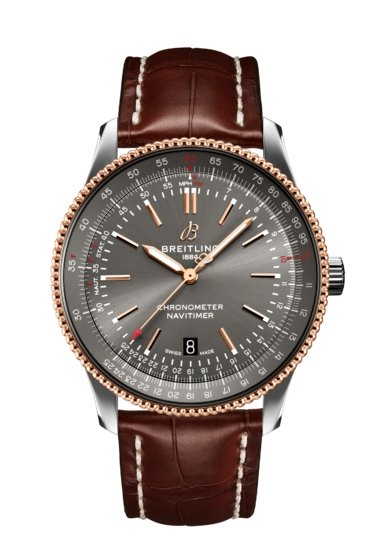 Breitling Navitimer Automatic 41 Grey Dial Brown Leather Strap Watch for Men - U17326121M1P1