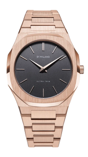 D1 Milano Ultra Thin Grey Dial Gold Steel Strap Watch for Men - D1-UTBJ08