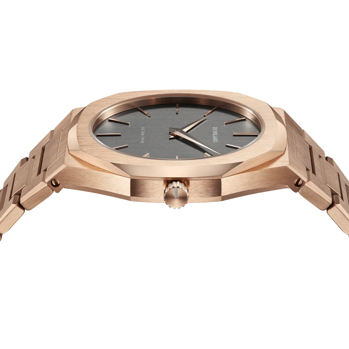 D1 Milano Ultra Thin Grey Dial Gold Steel Strap Watch for Men - D1-UTBJ08