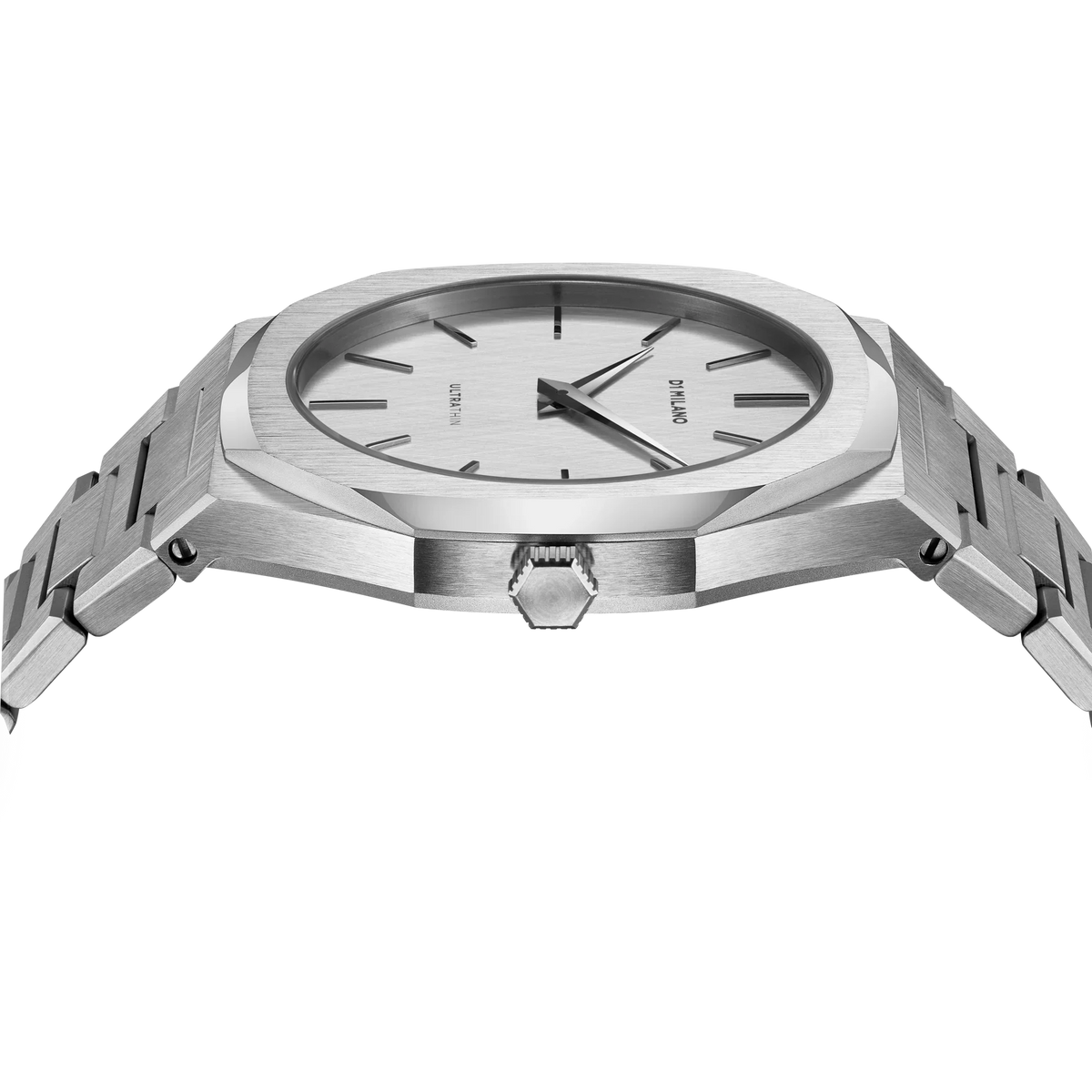 D1 Milano Ultra Thin Linen White Dial Silver Steel Strap Watch for Unisex - D1-UTBJ23