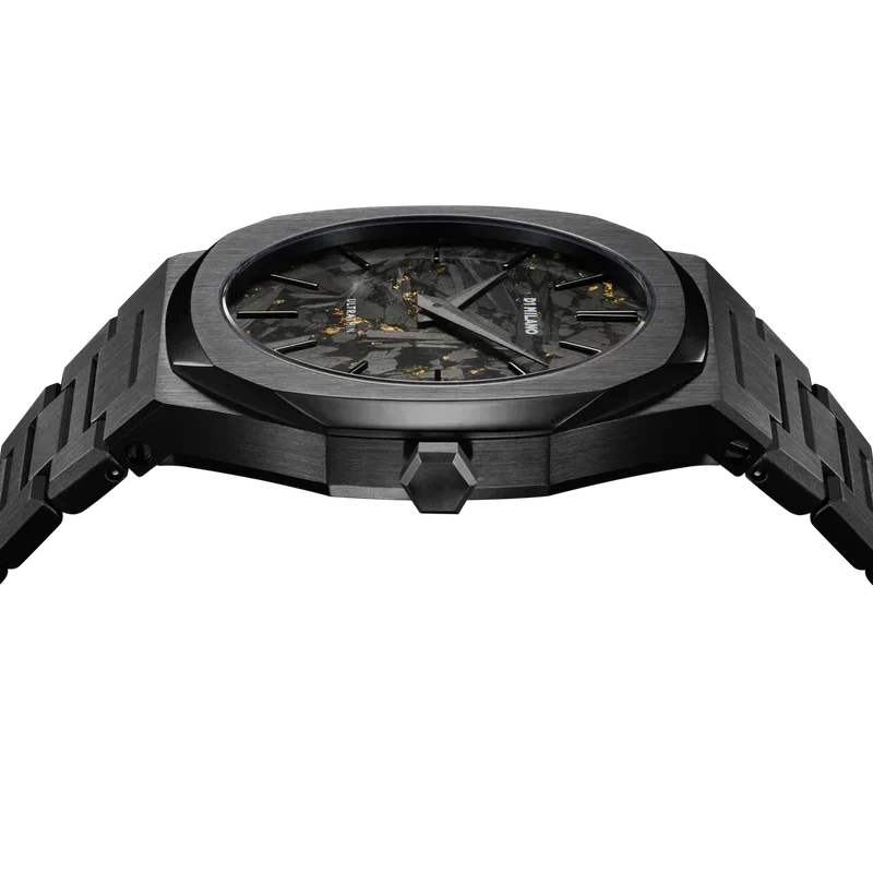D1 Milano Ultra Thin Two Tone Black Steel Strap Watch for Men - D1-UTBJ31