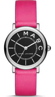 Marc Jacobs Roxy Black Dial Pink Leather Strap Watch for Women - MJ1535