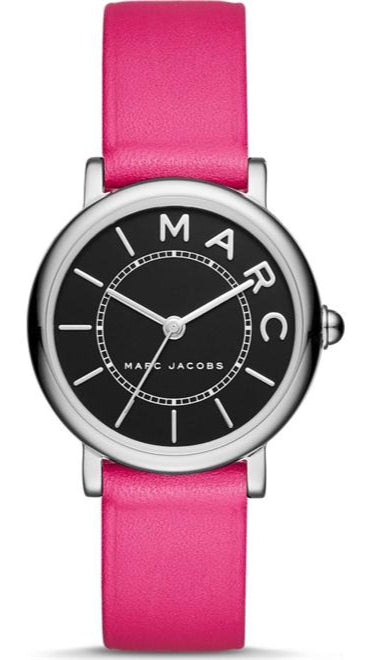 Marc Jacobs Roxy Black Dial Pink Leather Strap Watch for Women - MJ1535