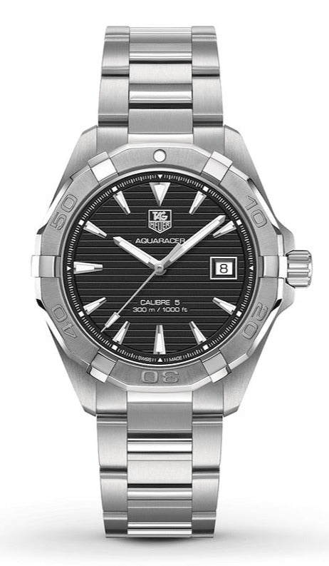 Tag Heuer Aquaracer Automatic Black Dial Silver Steel Strap Watch for Men - WAY2110.BA0928