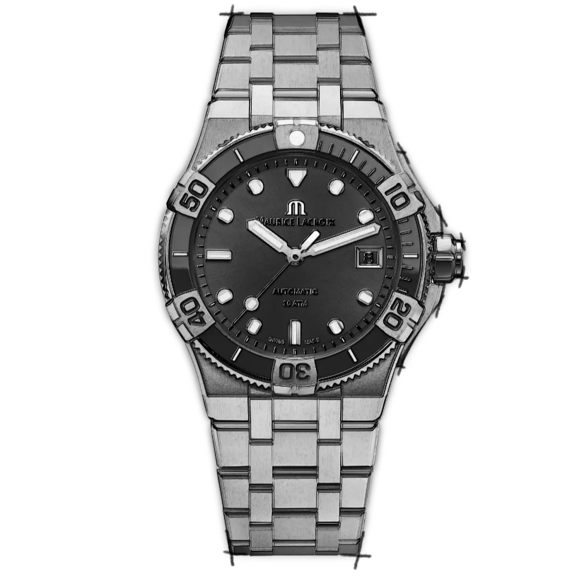 Maurice Lacroix Aikon Venturer Automatic Black Dial Silver Steel Strap Watch For Men - AI6057-SSL22-330-1