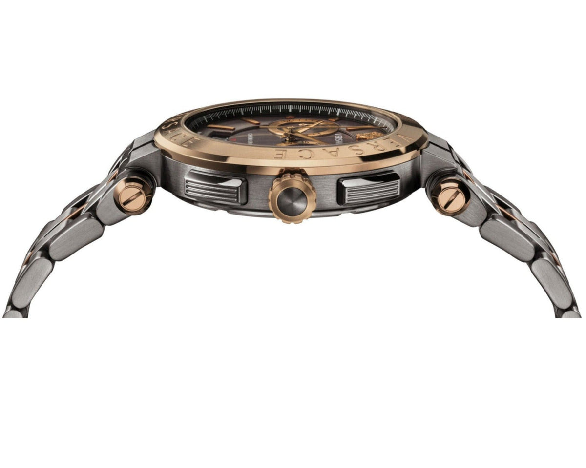 Versace Aion Chronograph Black Dial Grey Steel Strap Watch for Men  - VBR050017