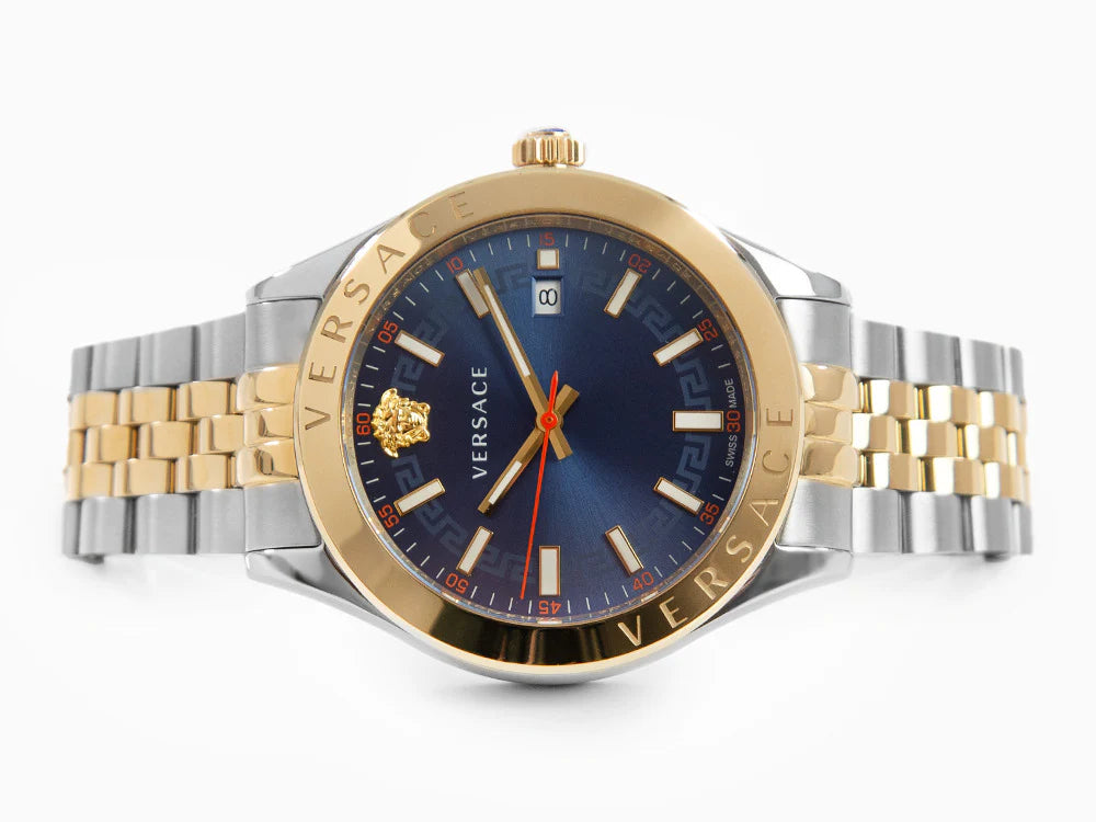 Versace Hellenyium Quartz Blue Dial Two Tone Steel Strap Watch For Men - VEVK00520