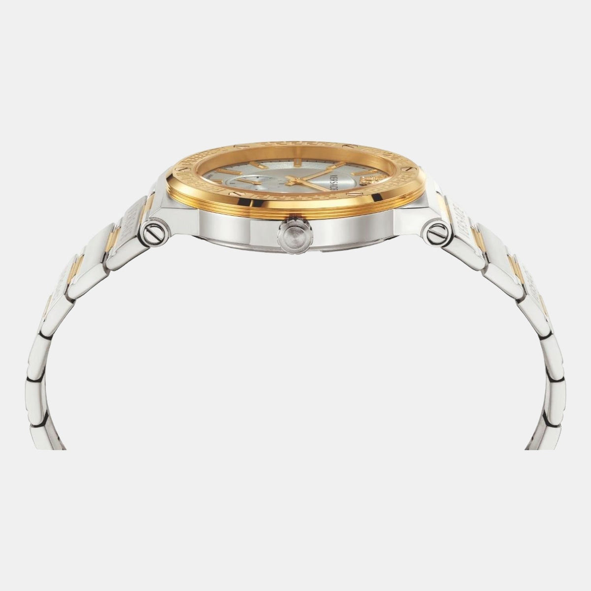 Versace Greca Silver Dial Two Tone Steel Strap Watch for Men - VEVI00320
